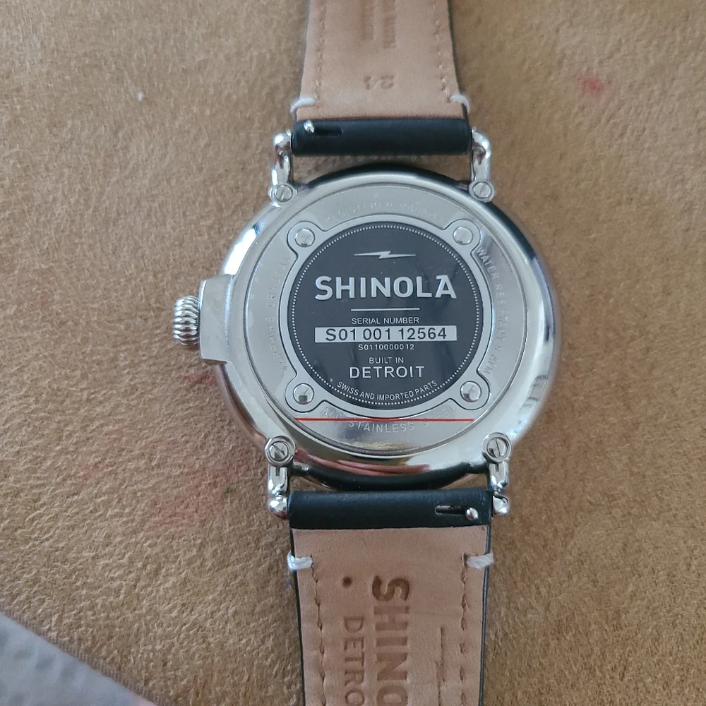 Shinola Runwell 47mm Black Leather Strap Watch S0110000012 - Picture 6 of 6